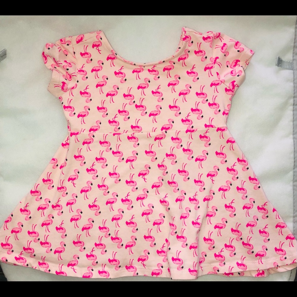 Pink flamingo print dress